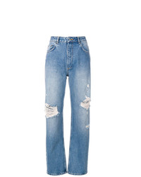 Голубые рваные джинсы-бойфренды от Anine Bing