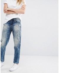 Голубые рваные джинсы-бойфренды от Blank NYC