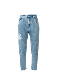 Голубые рваные джинсы-бойфренды от Diesel