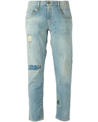 Голубые рваные джинсы-бойфренды от R 13