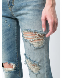 Голубые рваные джинсы-бойфренды от R 13