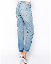 Голубые рваные джинсы-бойфренды от Selected