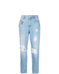 Голубые рваные джинсы-бойфренды от Versace Jeans