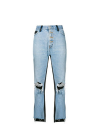Голубые рваные джинсы-клеш от Amiri