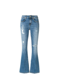 Голубые рваные джинсы-клеш от Dondup