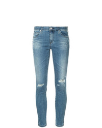 Голубые рваные джинсы скинни от AG Jeans