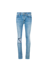 Голубые рваные джинсы скинни от Balenciaga