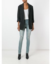 Голубые рваные джинсы скинни от Saint Laurent