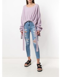 Голубые рваные джинсы скинни от Dondup