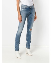 Голубые рваные джинсы скинни от Sportmax