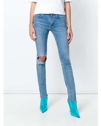 Голубые рваные джинсы скинни от Balenciaga