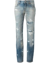 Голубые рваные джинсы скинни от Dolce & Gabbana