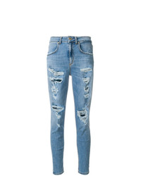 Голубые рваные джинсы скинни от Dondup