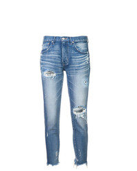 Голубые рваные джинсы скинни от Moussy Vintage