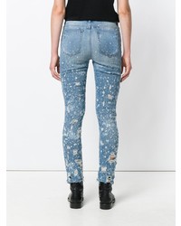 Голубые рваные джинсы скинни от Alexander Wang