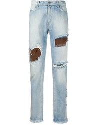 Мужские голубые рваные джинсы от 424