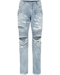 Мужские голубые рваные джинсы от Balmain