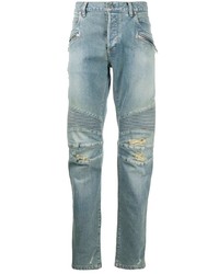 Мужские голубые рваные джинсы от Balmain