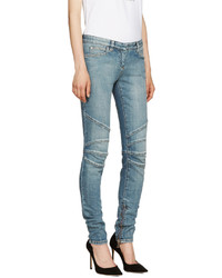 Женские голубые рваные джинсы от Balmain