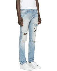 Мужские голубые рваные джинсы от Balmain