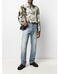 Мужские голубые рваные джинсы от 424