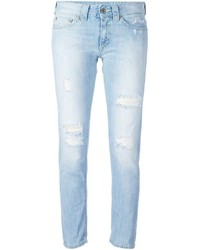 Женские голубые рваные джинсы от Dondup