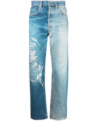Мужские голубые рваные джинсы от Doublet