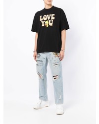 Мужские голубые рваные джинсы от DOMREBEL