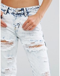 Женские голубые рваные джинсы от Glamorous