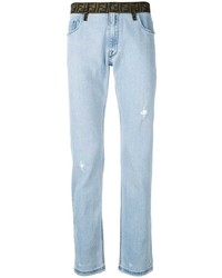 Мужские голубые рваные джинсы от Fendi