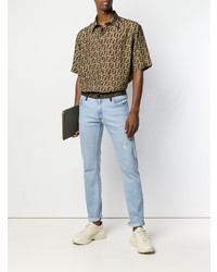 Мужские голубые рваные джинсы от Fendi