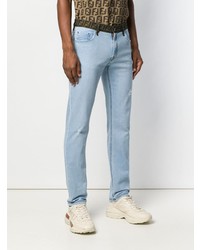 Мужские голубые рваные джинсы от Fendi