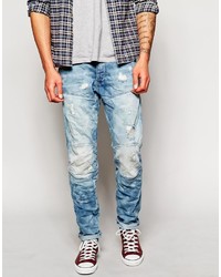 Мужские голубые рваные джинсы от G Star