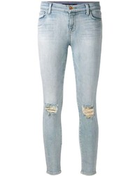 Женские голубые рваные джинсы от J Brand