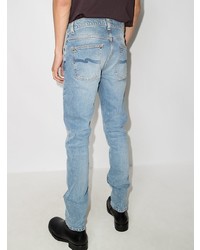 Мужские голубые рваные джинсы от Nudie Jeans