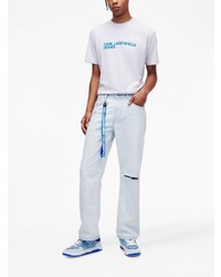 Мужские голубые рваные джинсы от KARL LAGERFELD JEANS