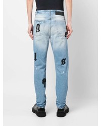 Мужские голубые рваные джинсы от Palm Angels