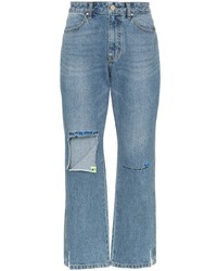 Мужские голубые рваные джинсы от MAISON KITSUNÉ