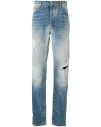 Мужские голубые рваные джинсы от Marcelo Burlon County of Milan