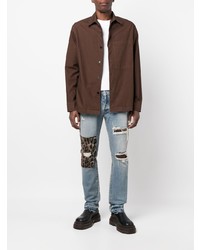 Мужские голубые рваные джинсы от Palm Angels