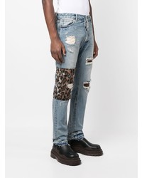 Мужские голубые рваные джинсы от Palm Angels