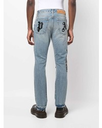 Мужские голубые рваные джинсы от Palm Angels