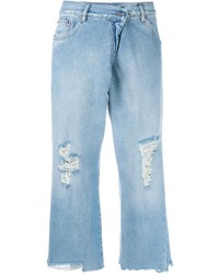 Женские голубые рваные джинсы от MM6 MAISON MARGIELA