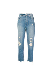 Женские голубые рваные джинсы от Mother