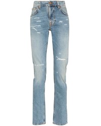 Мужские голубые рваные джинсы от Nudie Jeans