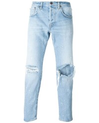 Мужские голубые рваные джинсы от (+) People