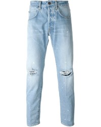 Мужские голубые рваные джинсы от (+) People