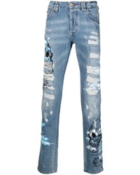 Мужские голубые рваные джинсы от Philipp Plein