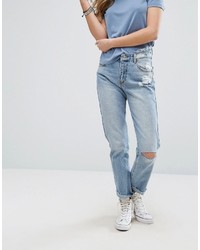 Женские голубые рваные джинсы от Pull&Bear