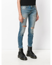 Женские голубые рваные джинсы от R 13